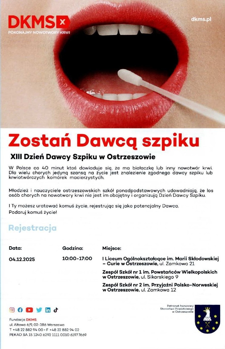 Zapraszamy na Dzień Dawcy Szpiku